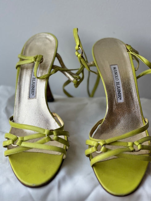 Manolo Blahnik Leather Wrap Sandel