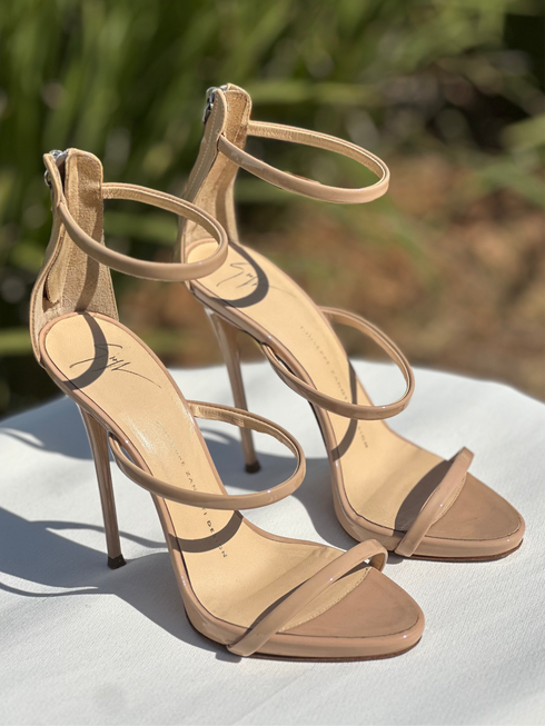 Giuseppe Nude Open Toe Heels