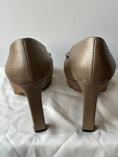 Gucci Metallic Bronze Leather heels