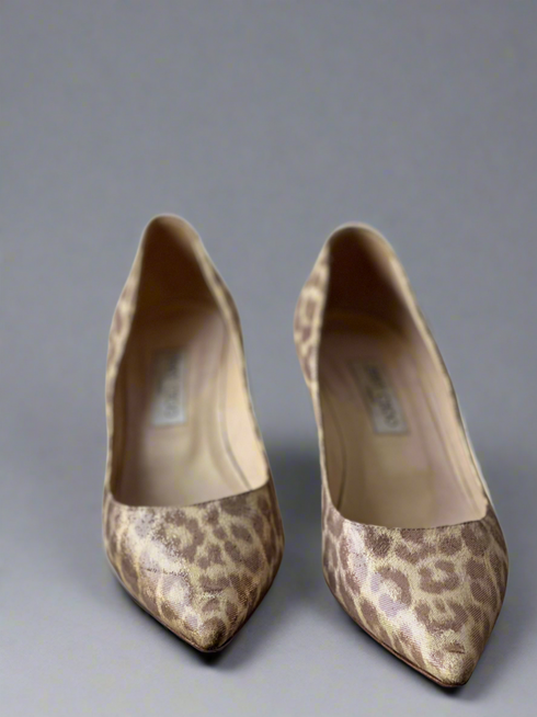 JIMMY CHOO METALLIC LEOPARD PRINT 'ANOUK' PUMPS