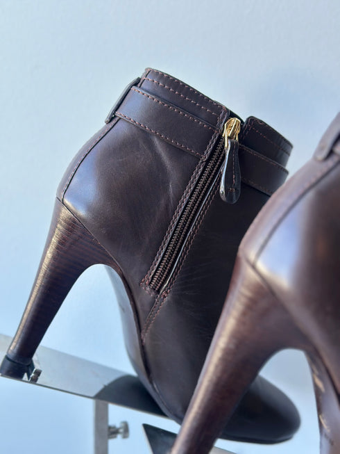 Tory Burch Brown Leather Ankle Boots