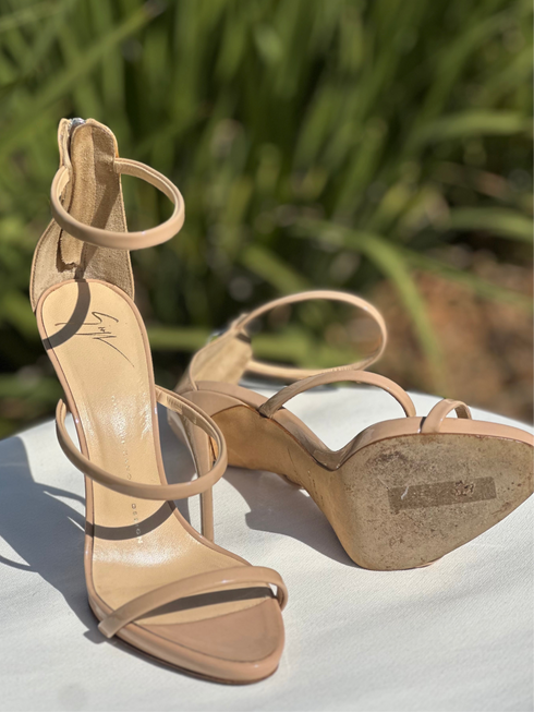 Giuseppe Nude Open Toe Heels