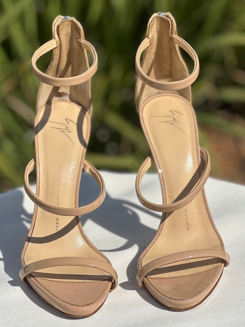 Giuseppe Nude Open Toe Heels