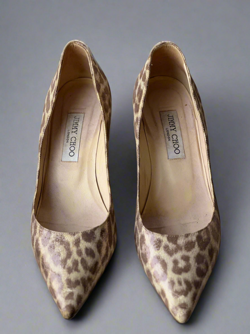 JIMMY CHOO METALLIC LEOPARD PRINT 'ANOUK' PUMPS