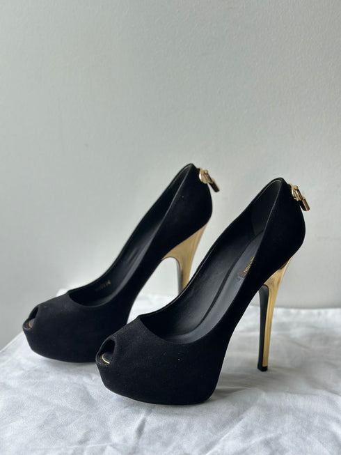 Louis Vuitton Black Suede Platform Heels