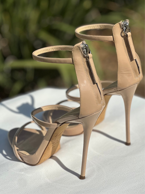 Giuseppe Nude Open Toe Heels