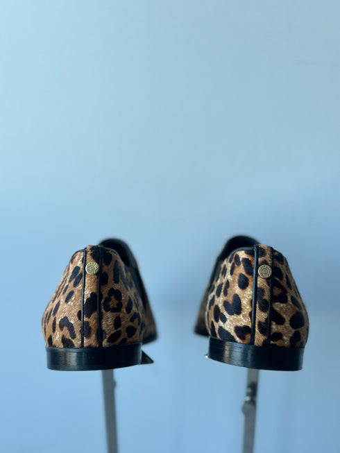 Jimmy Choo Leopard Print Calf Hair Loafers