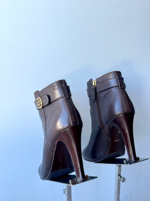 Tory Burch Brown Leather Ankle Boots