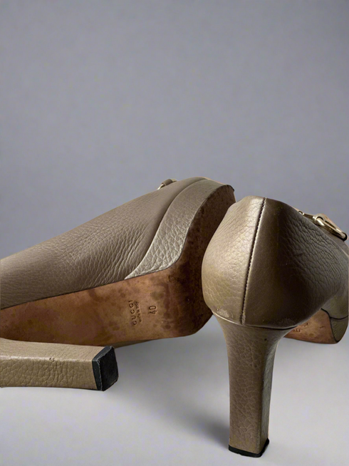 Gucci Metallic Bronze Leather heels